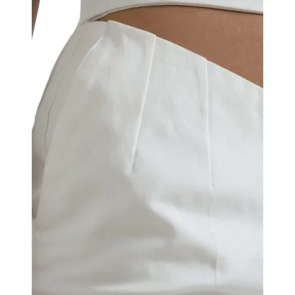 Dolce & Gabbana Black White Cotton Cut Out Waist Tapered Pants
